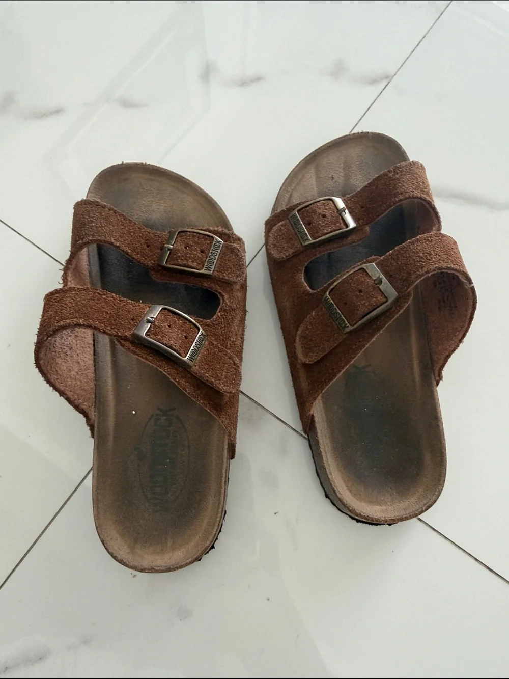 Kids Brown Suede Double-Strap Adjustable Sandals